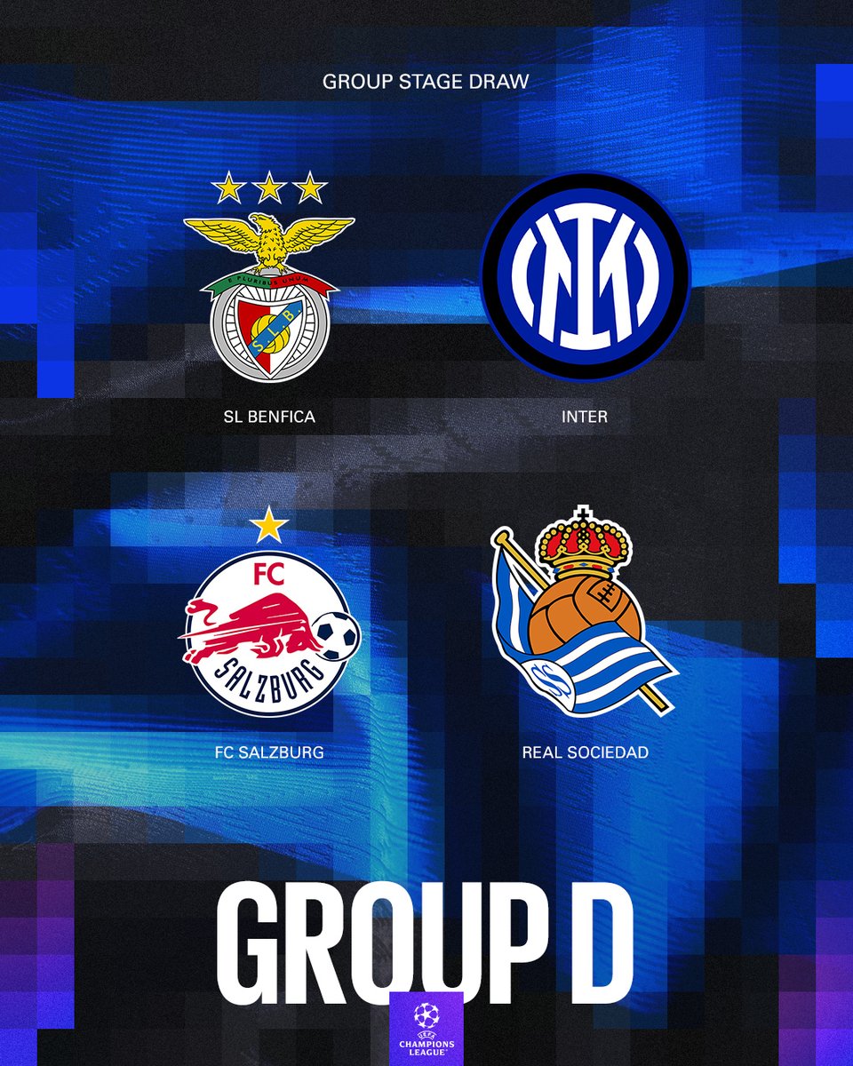 Inter ⭐⭐ (@inter) on Twitter photo .<a href="/SLBenfica/">SL Benfica</a> <a href="/RedBullSalzburg/">FC Red Bull Salzburg</a> <a href="/RealSociedad/">Real Sociedad Fútbol</a>
Girone pronto ✅
Ci vediamo presto 👋
#UCLdraw #ForzaInter .<a href="/SLBenfica/">SL Benfica</a> <a href="/RedBullSalzburg/">FC Red Bull Salzburg</a> <a href="/RealSociedad/">Real Sociedad Fútbol</a>
Girone pronto ✅
Ci vediamo presto 👋
#UCLdraw #ForzaInter