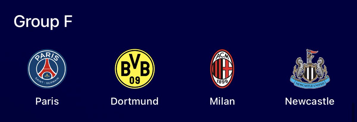 Abdulla_Albader's tweet image. ميلان و باريس و دورتموند و نيوكاسل 🔥

ميلان بمجموعة الموت كما متوقع 🙂

مباريات المجموعة راح تكون كلها مباريات كبيرة و صعبة، التأهل راح يكون صعب على الكل بالمجموعة

موعودين بمجموعة و مباريات للتاريخ ❤️

تتوقعون ميلان قادر يتأهل ؟