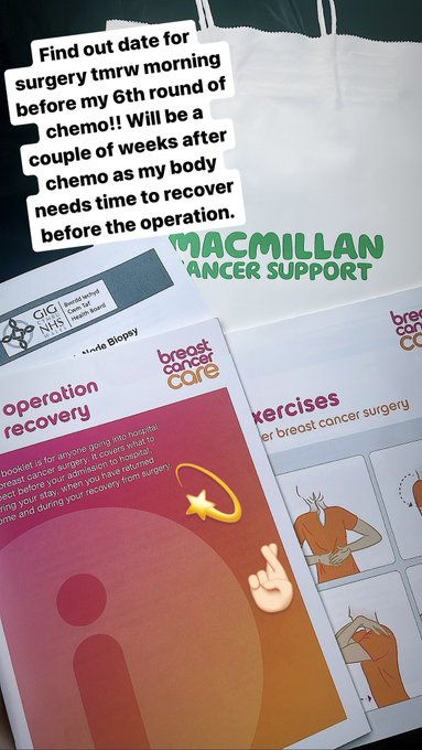 Get the date for my breast cancer surgery tmrw morning. I have my 6th round of chemo tmrw so they have<a href="/tag/breastcancerawarenesmonth"class="tags"><span>#breastcancerawarenesmonth</span></a>