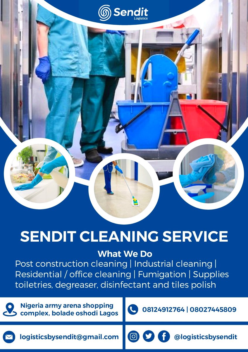 senditlogistic's tweet photo. @Egi_nupe_ When we talk about logistics both internationally and local, @senditlogistic is readily available to help you out seamlessly....

We also do facility management, cleaning services and fumigation.

Send your package with us today https://t.co/V2My5gSQPb