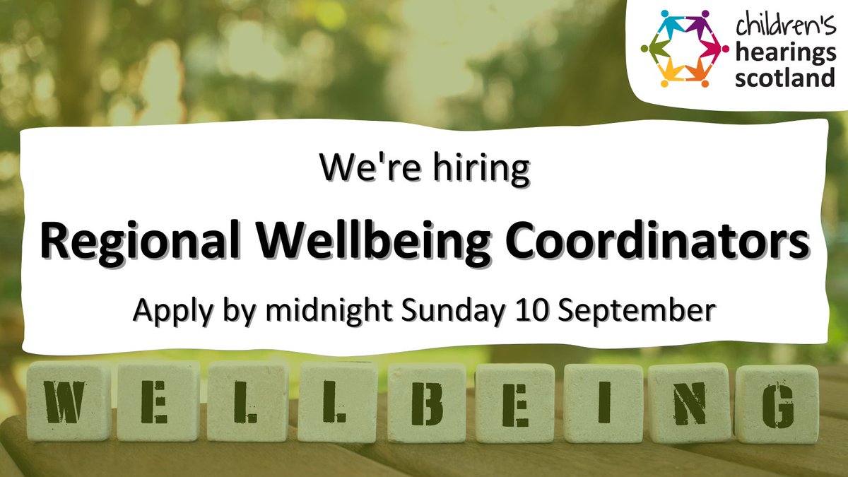 We're hiring nine Regional Wellbeing Coordinators across Scotland. Looking for a career change? Learn more at chscotland.gov.uk/about-us/worki….