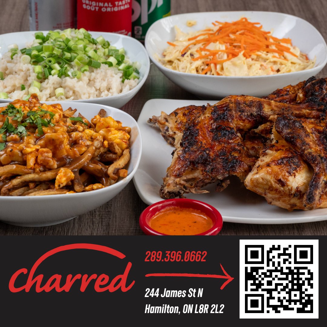 charredchicken's tweet photo. Don't miss the opportunity to enjoy a delightful family meal at Charred.
Our family feast features our mouth-watering charcoal chicken and a choice of three sides.
Want to upgrade a side, choose our amazing poutine.
#charred #hamont #HamiltonRestaurant https://t.co/Fw9mxevrn0