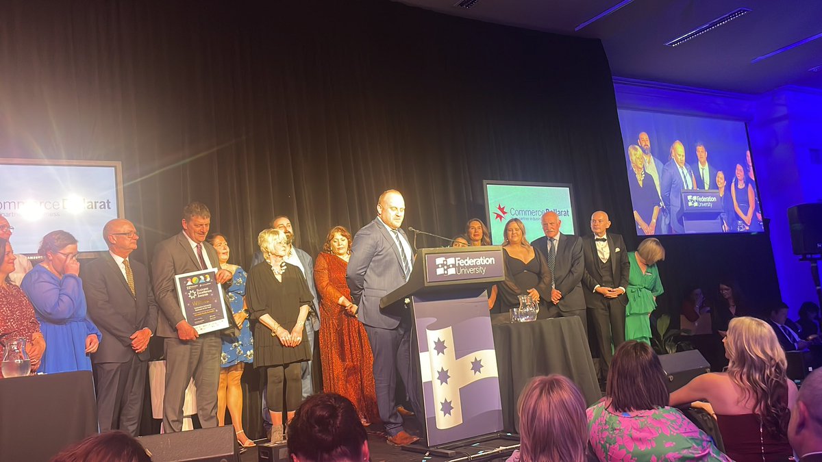 Drum roll…. The winner of the 2023 Federation University Business of the Year is Ferndale Foods Australia. CONGRATULATIONS!! #BallBEA2023