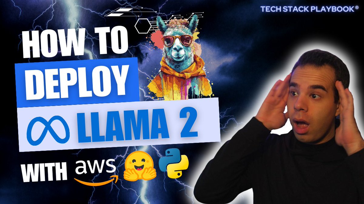 BrianHHough's tweet photo. Learn how to deploy @MetaAI's LLaMA 2 LLM to @awscloud SageMaker using @huggingface Deep Learning Containers! 🤖🤗🐍
We'll go through:
🤗 Hugging Face DLCs
☁️ AWS configurations
🔊 SageMaker Endpoints
💬 LLM prompting
🔗: https://t.co/tBdh8T7DMb
#TechStackPlaybook #AI #AWS https://t.co/0Ei8eHwS39