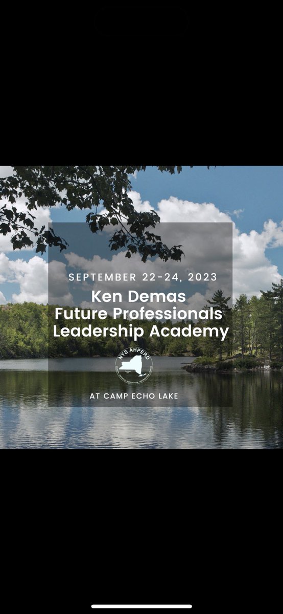 MrDePerno's tweet photo. The NYS AHPERD is hosting the KEN DEMAS Future Professionals Leadership Academy for the dates of September 22-24, 2023. Past, current, and future professionals join together during this weekend to learn powerful leadership skills, participate in cooperative material, and (1/3) https://t.co/hml5aWgagb