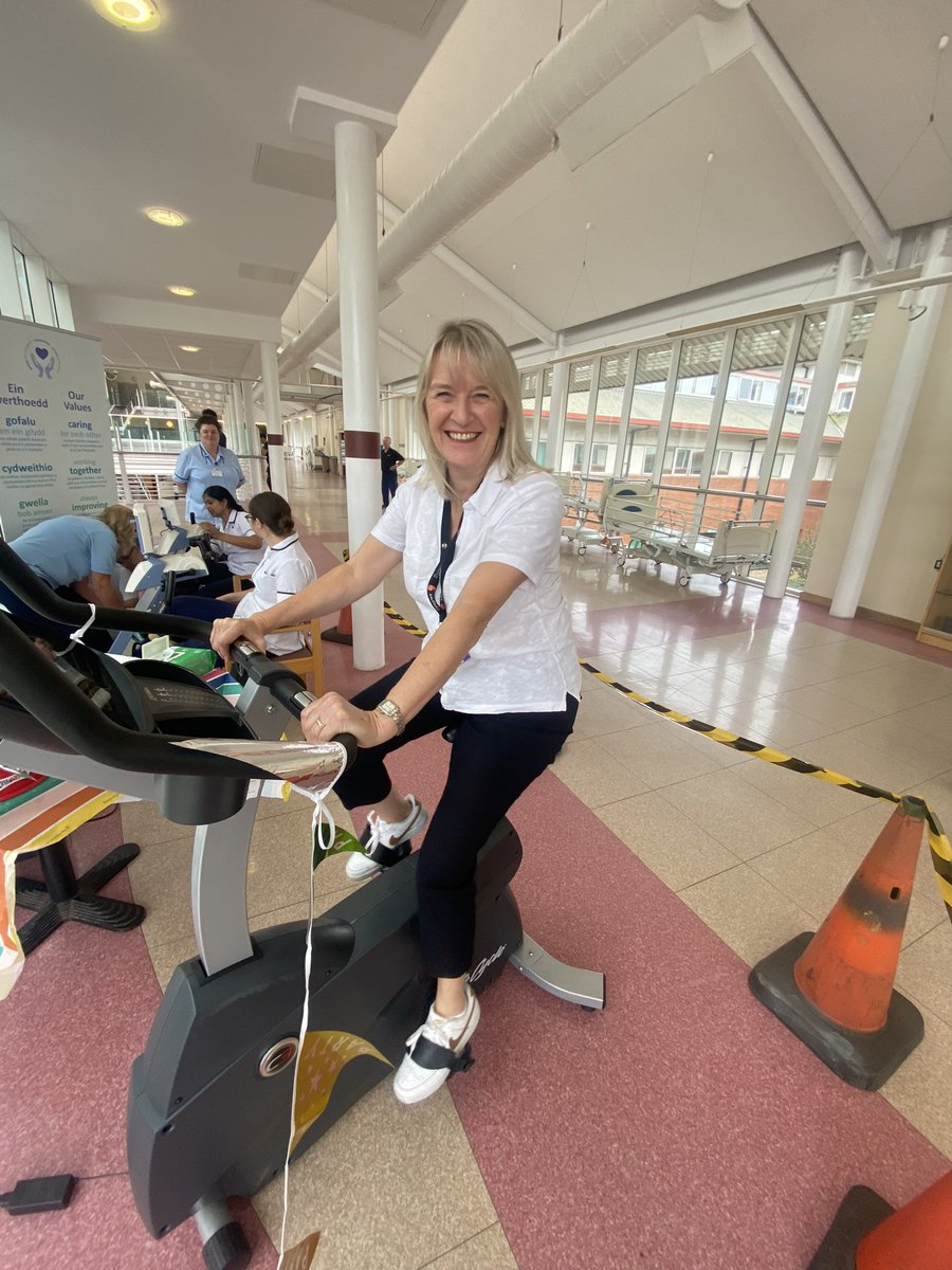Helen Annandale clinical Director of therapies and the physio team at NPTH doing a grand job for the cycle the M4 event to finish off #ActiveAugust campaign!! <a href="/ChrissieMoz/">Resting</a>