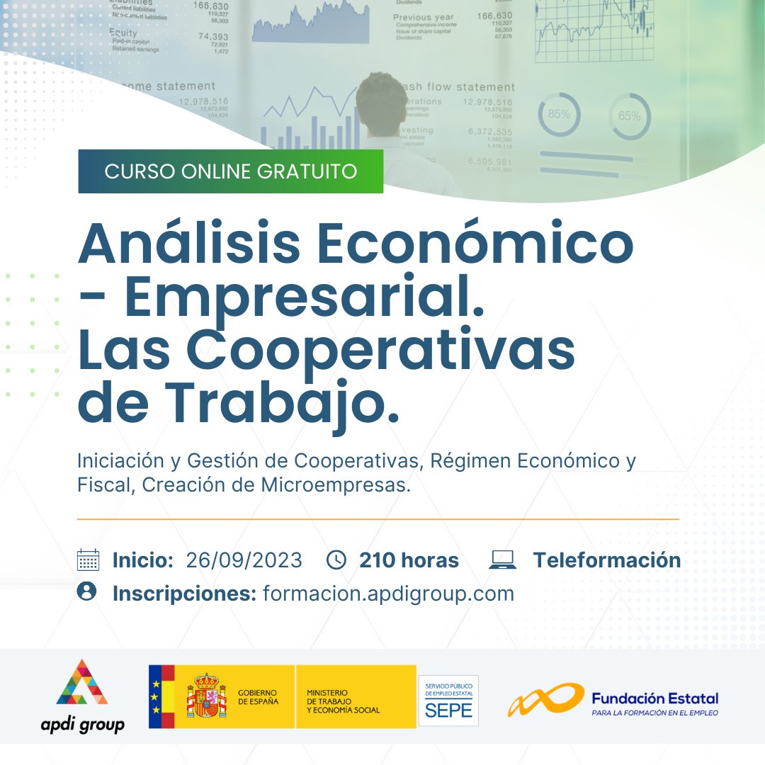 ✅ Curso Online GRATUITO - Análisis Económico-Empresarial: Las Cooperativas de Trabajo. 

📅 ¡Empezamos el 26 de Septiembre!

Inscríbete TOTALMENTE GRATIS en: 
formacion.apdigroup.com/cursos/analisi…

#cursosonlinegratis #cursosgratuitos #cooperativas #fiscalidad #formaciongratuita