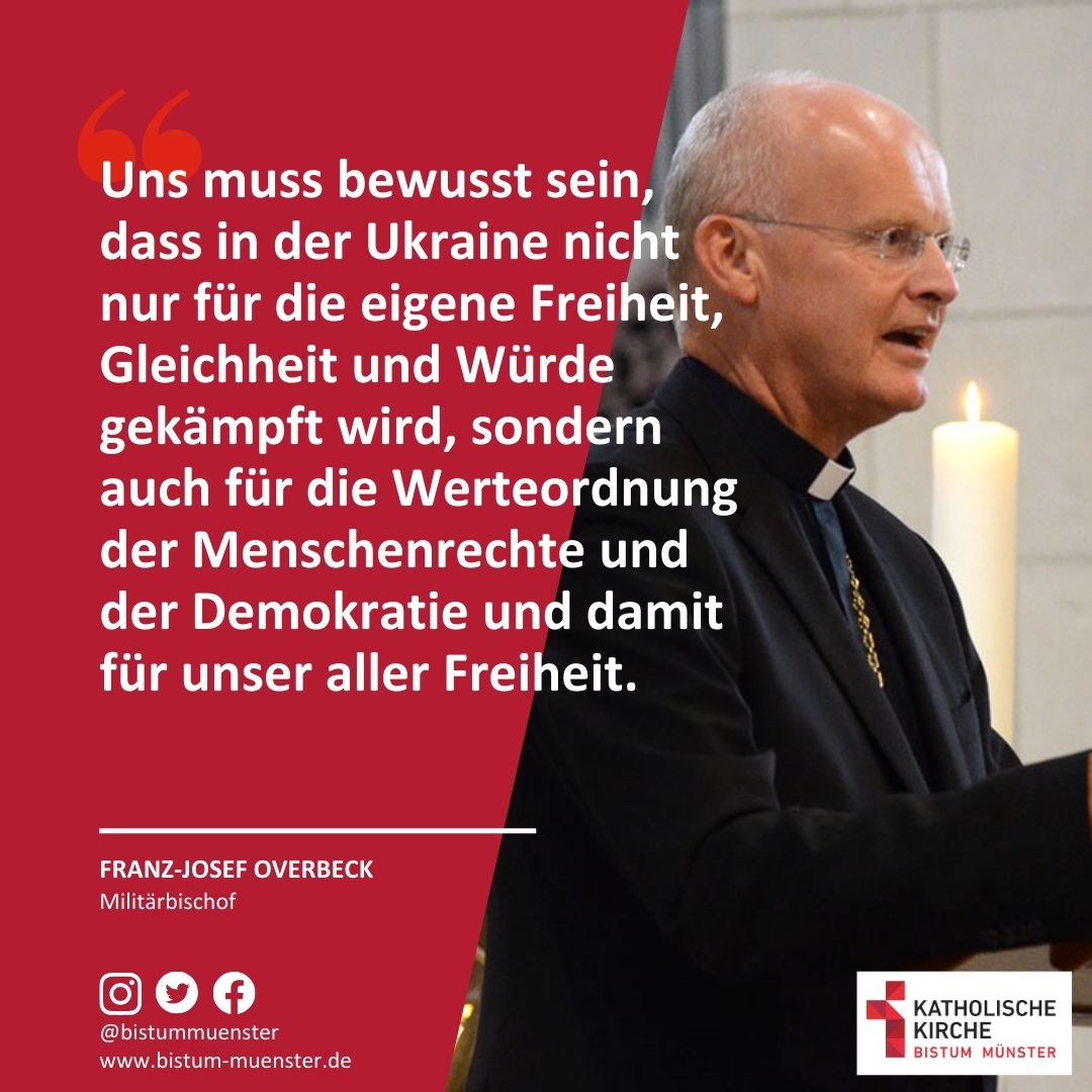 „Die Menschen in der #Ukraine wollen keinen Krieg und sie wollten auch keinen Krieg“, hat Militärbischof Dr. Franz-Josef Overbeck (@Kath_MilSeel/@BistumEssen) gestern Abend bei den DomGedanken deutlich gemacht. Mehr dazu gibt's hier: bistum.ms/domgedanken-ov…