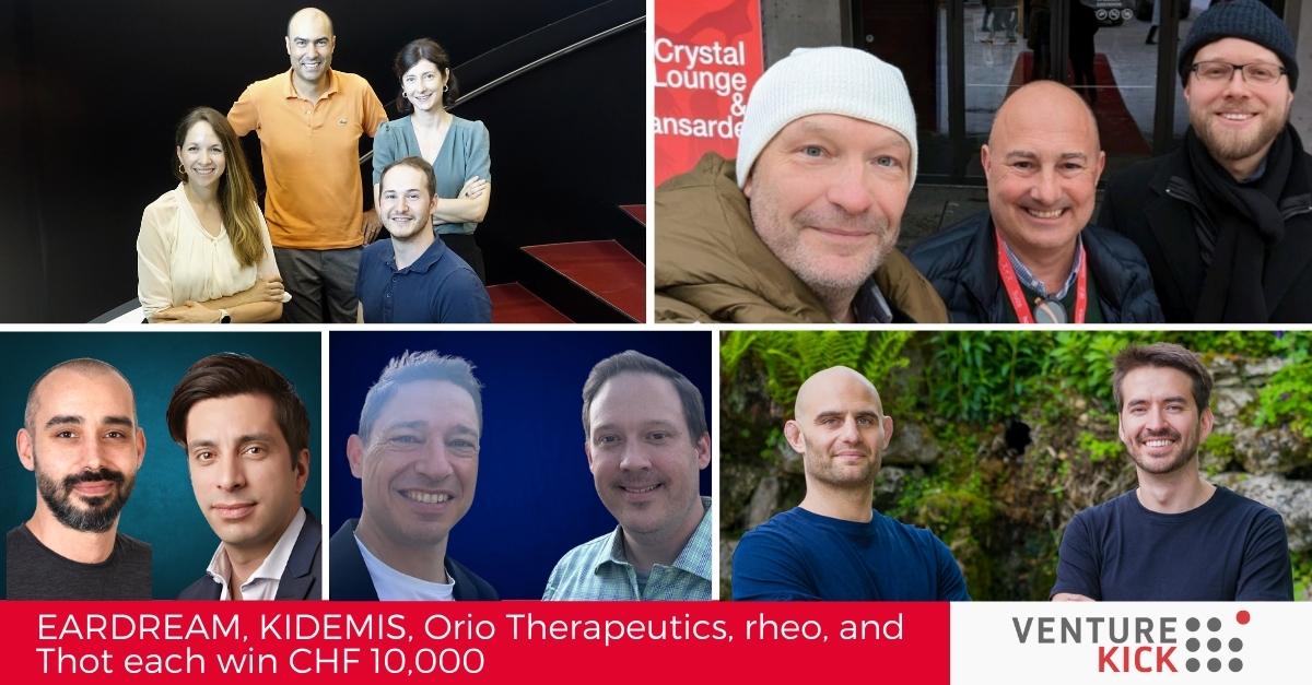 A boost for new Swiss university spin-offs innovating diagnostics, aquafarming, protein engineering, and data management in science: Eardream, Kidemis, Orio, rheo, and Thot win #VentureKick and CHF 10,000.
Congrats &amp; best of success to the teams: venturekick.ch/Startups-devel…