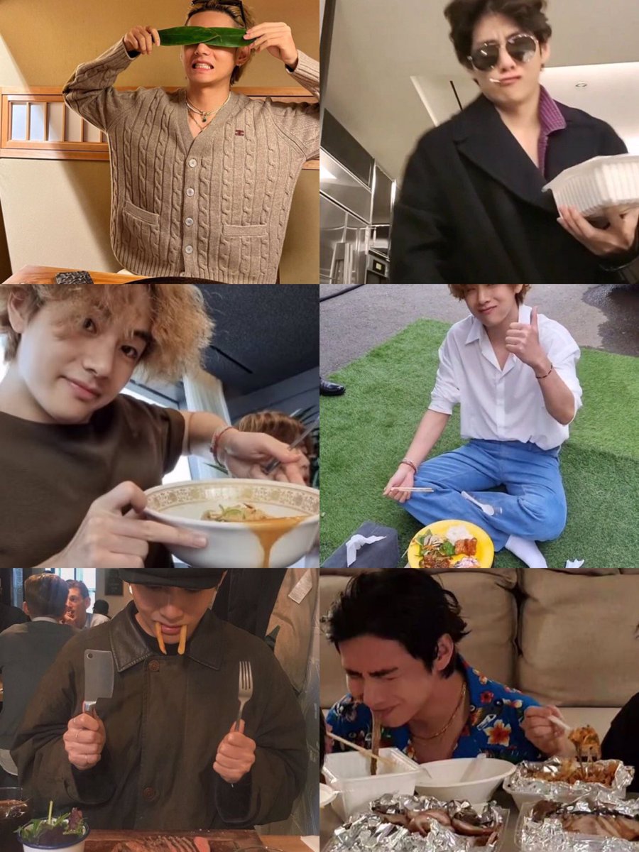 vanteficient's tweet photo. the category is: taehyung with his food https://t.co/G8QmlU0kGc