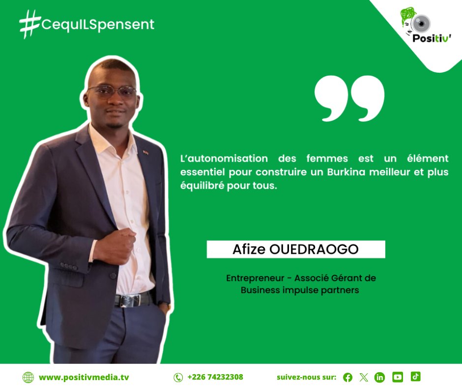 📷 #CequILSpensent
L’autonomisation des femmes est un élément essentiel pour construire un Burkina meilleur et plus équilibré pour tous.
⏩positivmedia.tv/lautonomisatio…
#autonomisationdesfemmes
#femmesentrepreneures