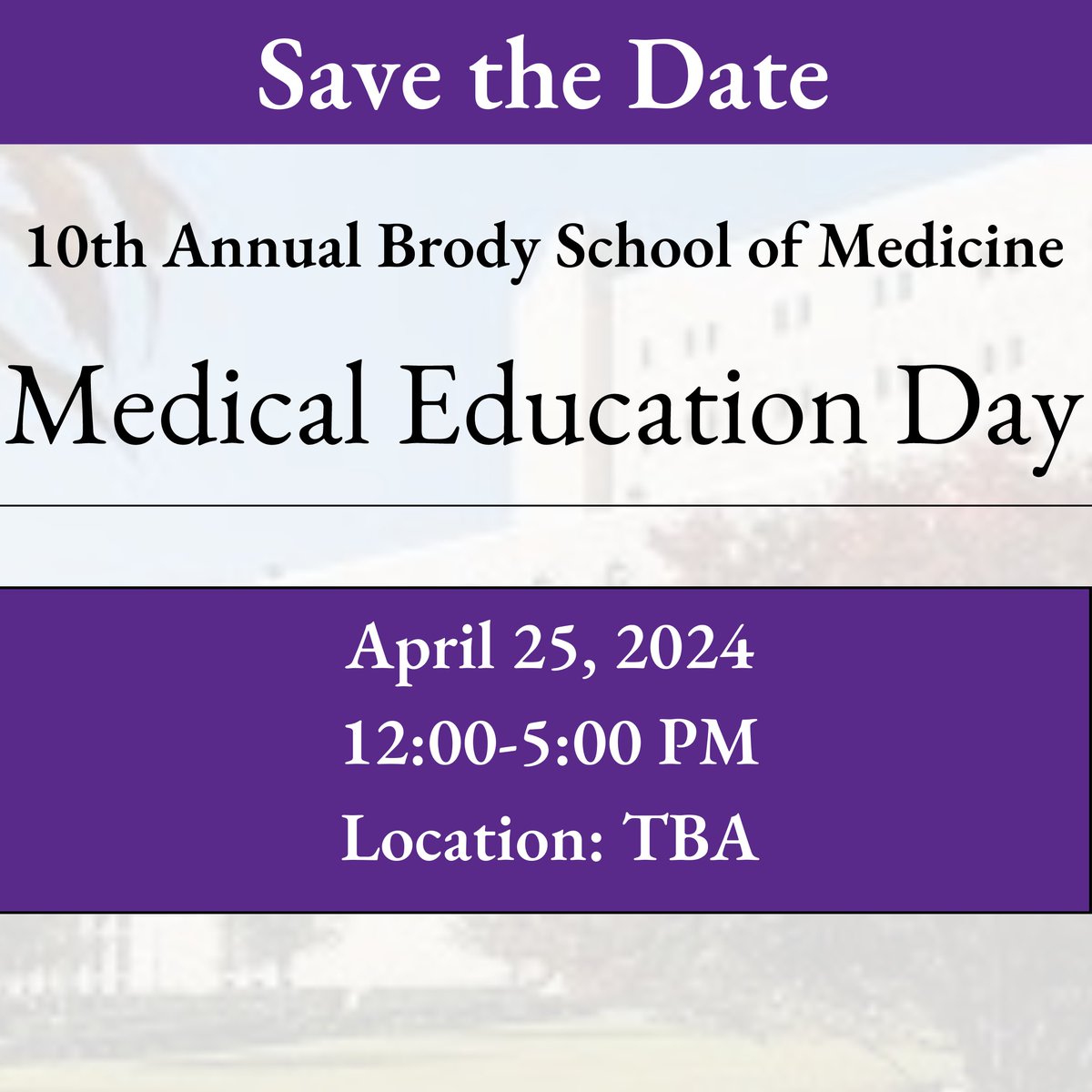 Please save the date on your calendar. More info to come soon!