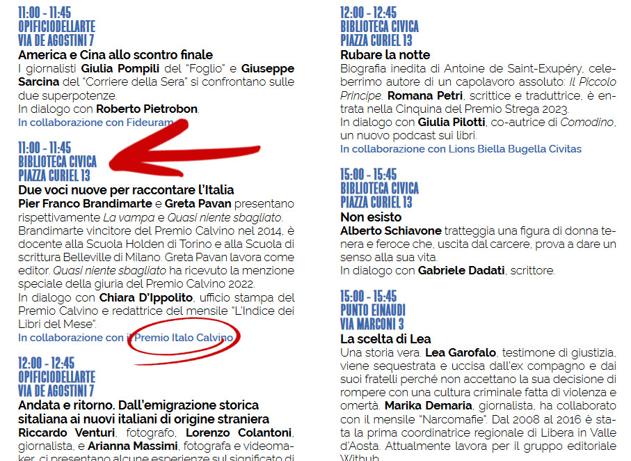 PremioCalvino's tweet photo. Vi ricordiamo il nostro appuntamento di domani mattina (h 11) al Festival @FuoriluogoB di Biella, con Greta Pavan, Pier Franco Brandimarte e Chiara D'Ippolito. Vi aspettiamo alla Biblioteca Civica! 😊 https://t.co/CH6bcsDiUi