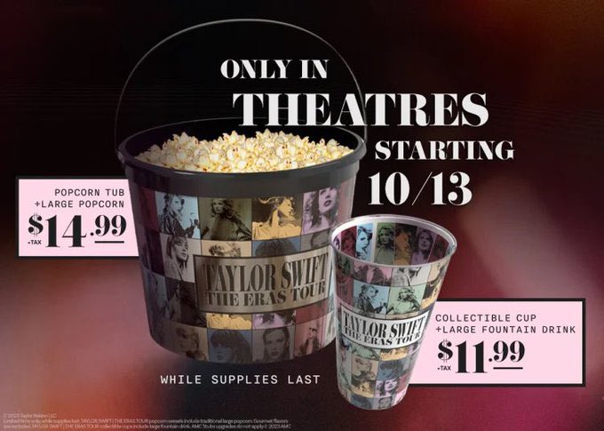 TSTheErasTour's tweet photo. AMC Theaters X Taylor Swift The Eras Tour film! #TStheErasTour https://t.co/OCYCr30AEx
