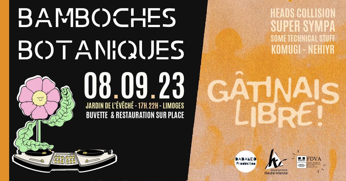 VilleLimoges87's tweet photo. Bamboches Botaniques - Dernière de la saison vendredi 8 septembre de 17h à 22h au jardin de l'Évêché #Limoges https://t.co/0CjEGUo7Ig https://t.co/hRlBU0jKxR