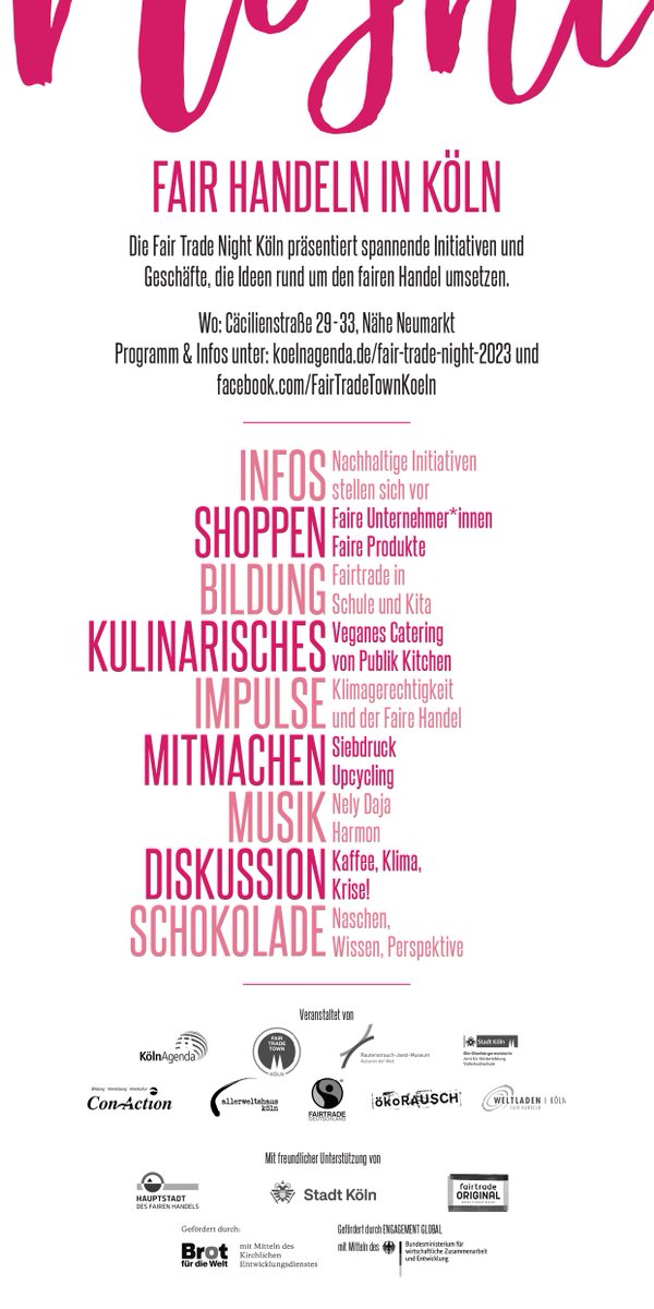 koelnagenda (@koelnagenda) on Twitter photo Das Programm unserer diesjährigen #FairTradeNight am 14.09.23 im <a href="/rjmkoeln/">Rautenstrauch-Joest Museum</a> in Köln!
#faireskoeln #fairewoche #fairtrade Das Programm unserer diesjährigen #FairTradeNight am 14.09.23 im <a href="/rjmkoeln/">Rautenstrauch-Joest Museum</a> in Köln!
#faireskoeln #fairewoche #fairtrade