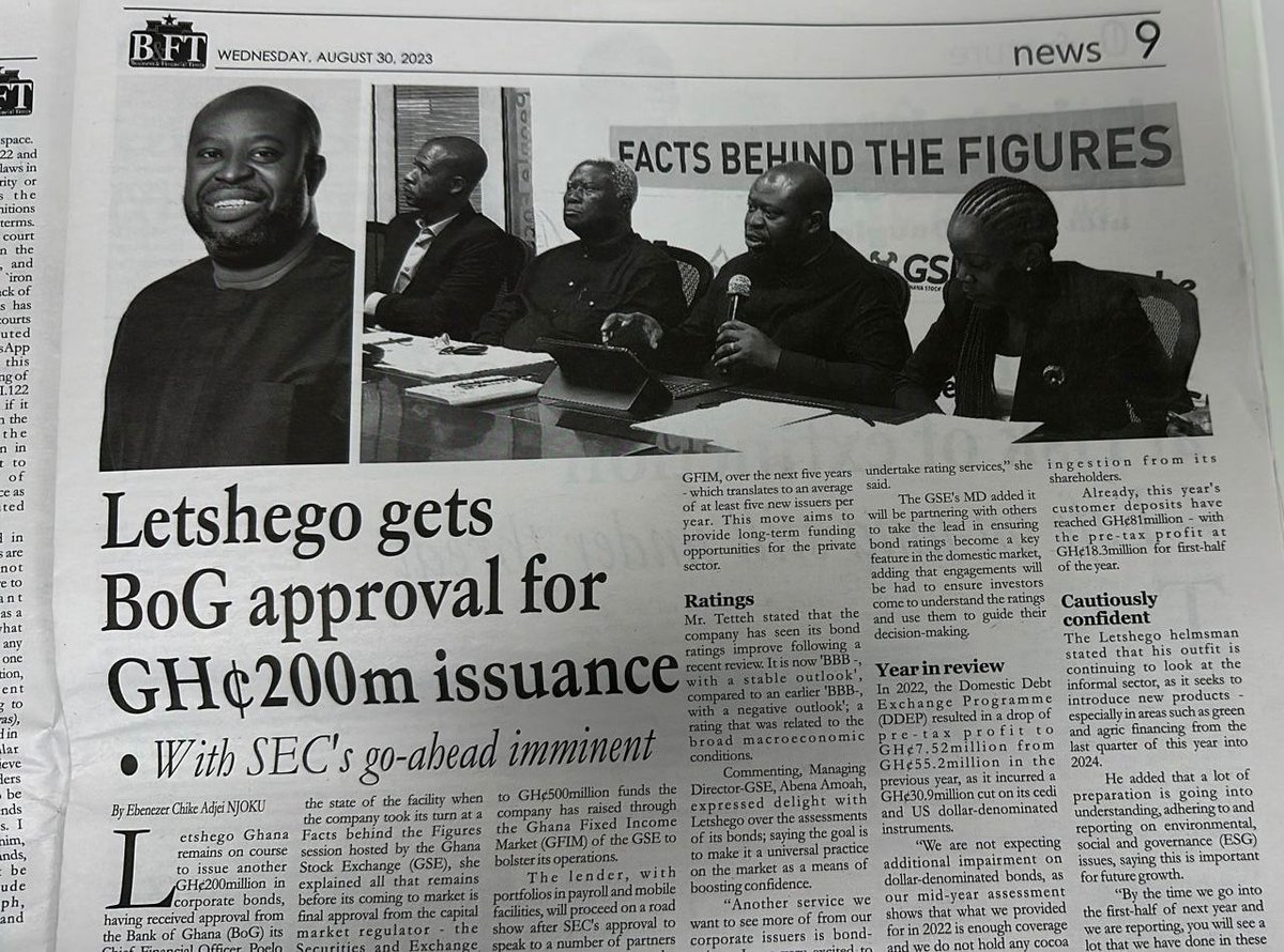 @LetshegoGhana gets Bank of Ghana approval for 200m Bond issuance @LaurenMCallie @africaondigital @LetshegoNigeria @LetshegoGroup