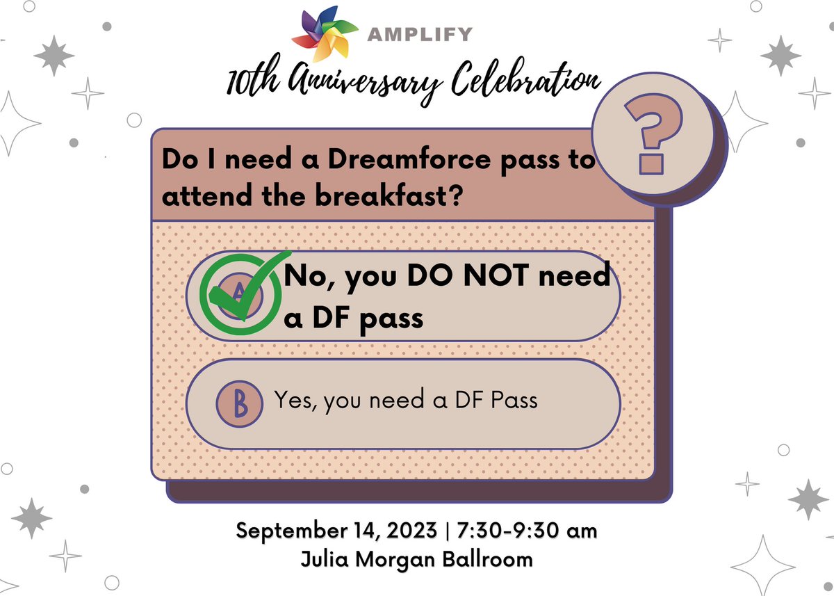 🌈Hey Amplifiers, Accomplices, Allies &amp; Friends New &amp; Old, 🎫We have opened up more free tickets to the Amplify Breakfast event at #DF23, grab them now!🎟️

We can't wait to be back in person with our community!

eventbrite.com/e/10th-anniver…