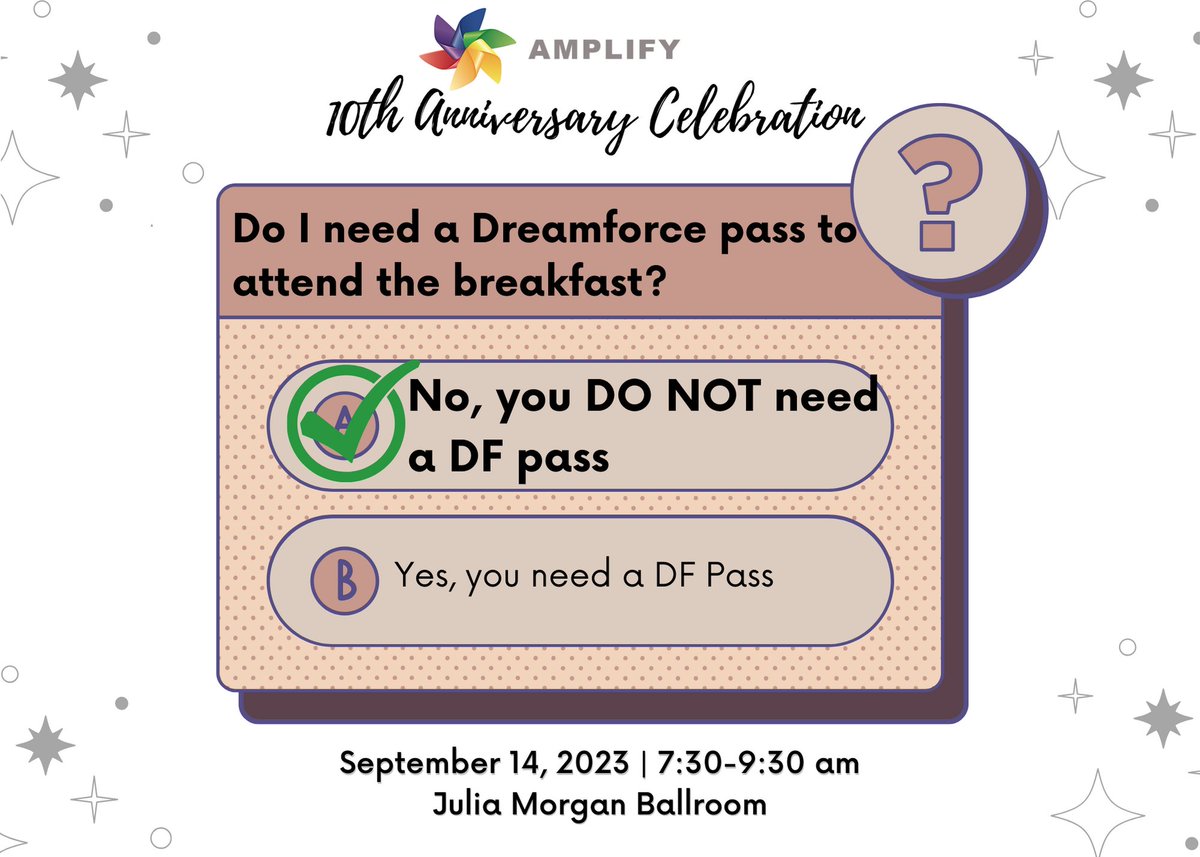 🌈Hey Amplifiers, Accomplices, Allies & Friends New & Old, 🎫We have opened up more free tickets to the Amplify Breakfast event at #DF23, grab them now!🎟️ We can't wait to be back in person with our community! eventbrite.com/e/10th-anniver…