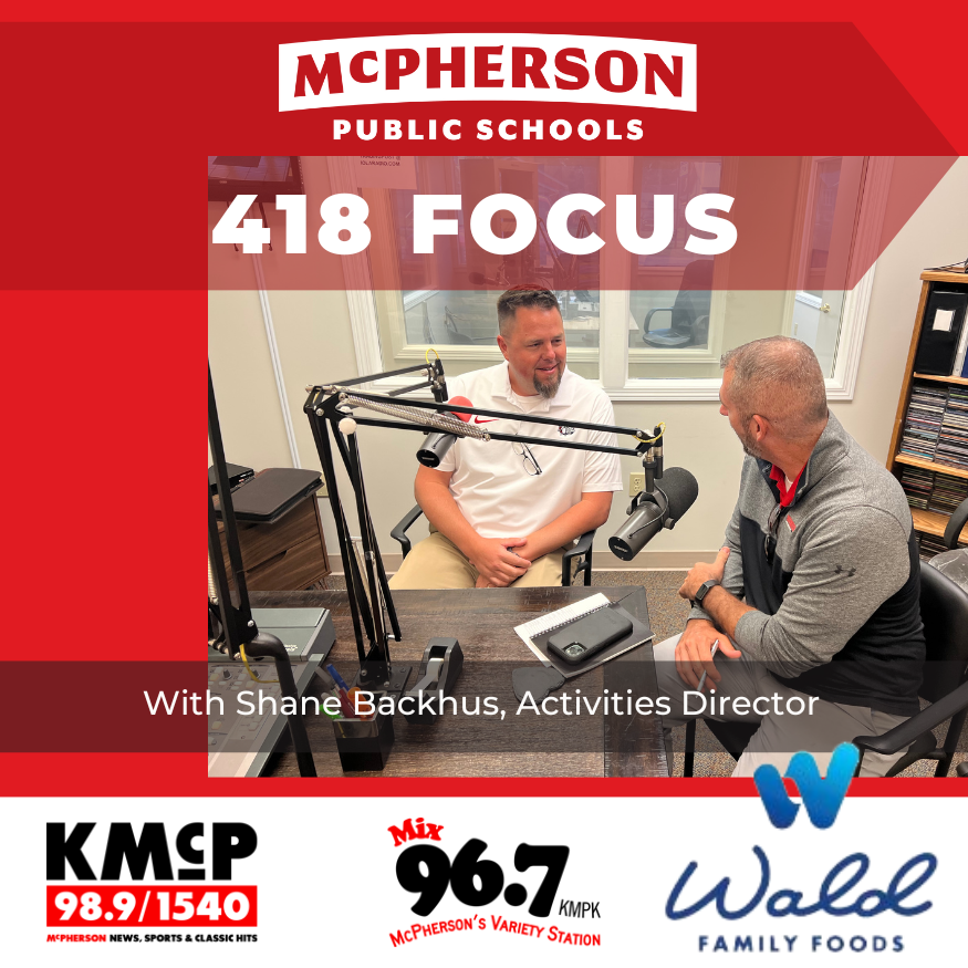 USD418's tweet image. In this episode of 418 Focus on Ad Astra Radio presented by Wald Family Foods, Dr. Vincent talks with Shane Backhus, District Activities Director about some of the exciting things coming up this fall - Listen here: edl.io/n1804871