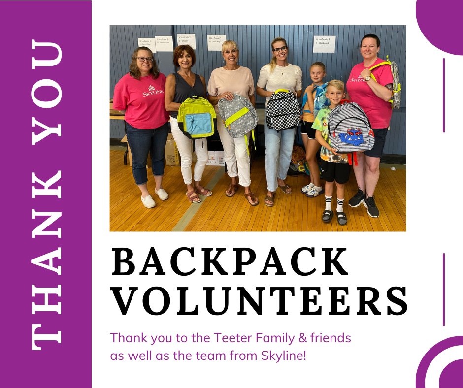HopeHouseGuelph's tweet photo. We had hundreds of backpacks picked up at Hope House over two days, and it went smoothly due to volunteer crews like this! Thank you to Skyline and the Teeter Family with friends.

#BackpackProject #Volunteers #GuelphCares https://t.co/D0FEtpZ913
