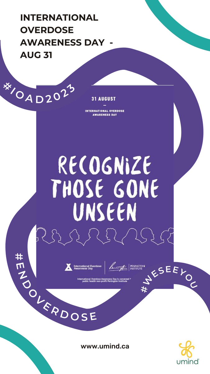 umind_ca's tweet photo. International Overdose Awareness Day's 2023 theme is “Recognizing those people who go unseen,” honouring the people whose lives have been altered by overdose. Free resources! #weseeyou #ioad2023 #endoverdose #Trauma #firstresponders https://t.co/kawiUc23aT https://t.co/EAB6uMSe0e