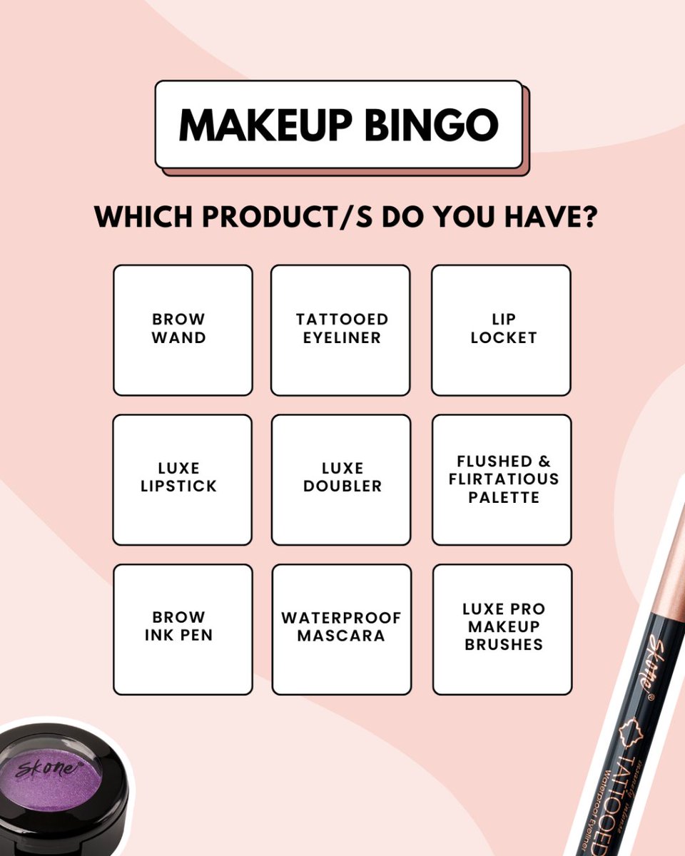 SKONEcosmetics's tweet image. Are you a lucky winner with a full house, or are there some gems left to collect? 

Take a look and mark off the products you own. ✨ 

Let us know in the comments below and tag your makeup-loving friends to join the fun! 💕😄

#makeupcollection #makeuplover #skonecosmetics