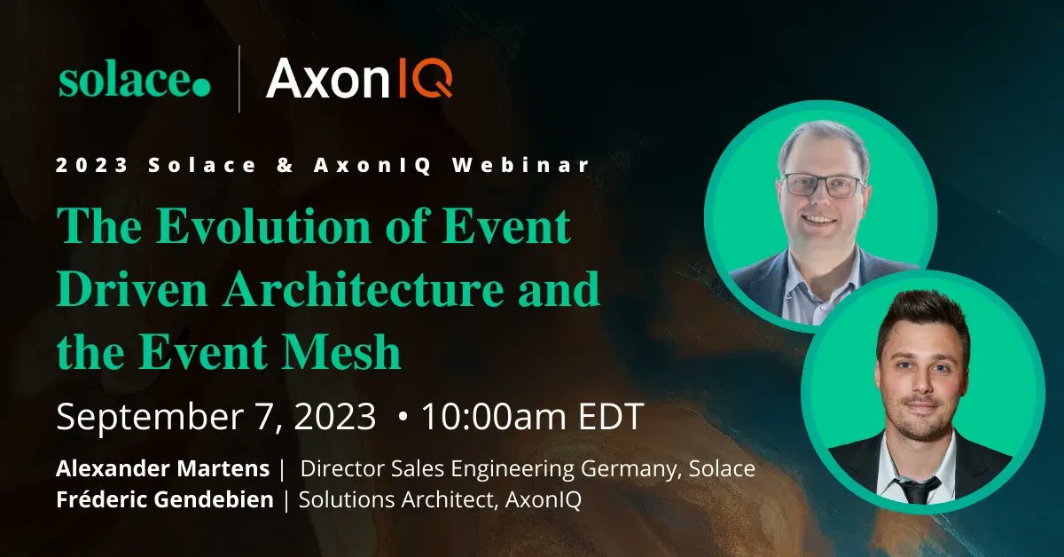 solacedotcom's tweet image. ☝️ Reminder! You have one week left to register for our joint webinar with @axon_iq to learn about using an #eventmesh to enable seamless communication and collaboration between diverse applications, services, and #microservices.
10am EDT / 4pm CET

bit.ly/45FSCPr