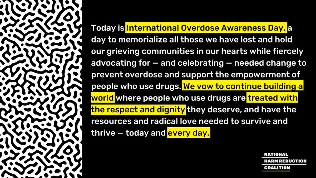 🧵International Overdose Awareness Day (#IOAD) is a solemn reminder of the overwhelming amount of people we have lost to overdose, & one life lost is one too many. Today & every day, we honor all those no longer with us & hold our grieving communities in our hearts.