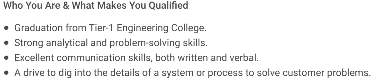 nitesh_singh5's tweet image. It's a tough time for freshers to secure a job and some

companies are looking for graduates from tier 1 colleges for technical support engineer role.

I mean, when will they realize that other colleges also have skilled people?
