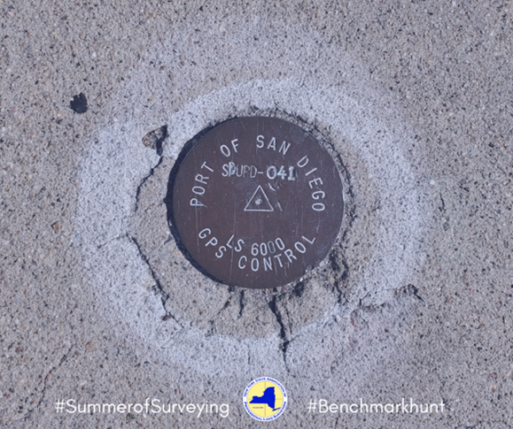 nysapls's tweet image. #BenchmarkAlert: Richard Carlson Jr., LS, CP, Assistant Professor at Alfred State found this control point while in the San Diego Harbor for the Esri (GIS) User Conference.
#BenchmarkHunt #SummerofSurveying
