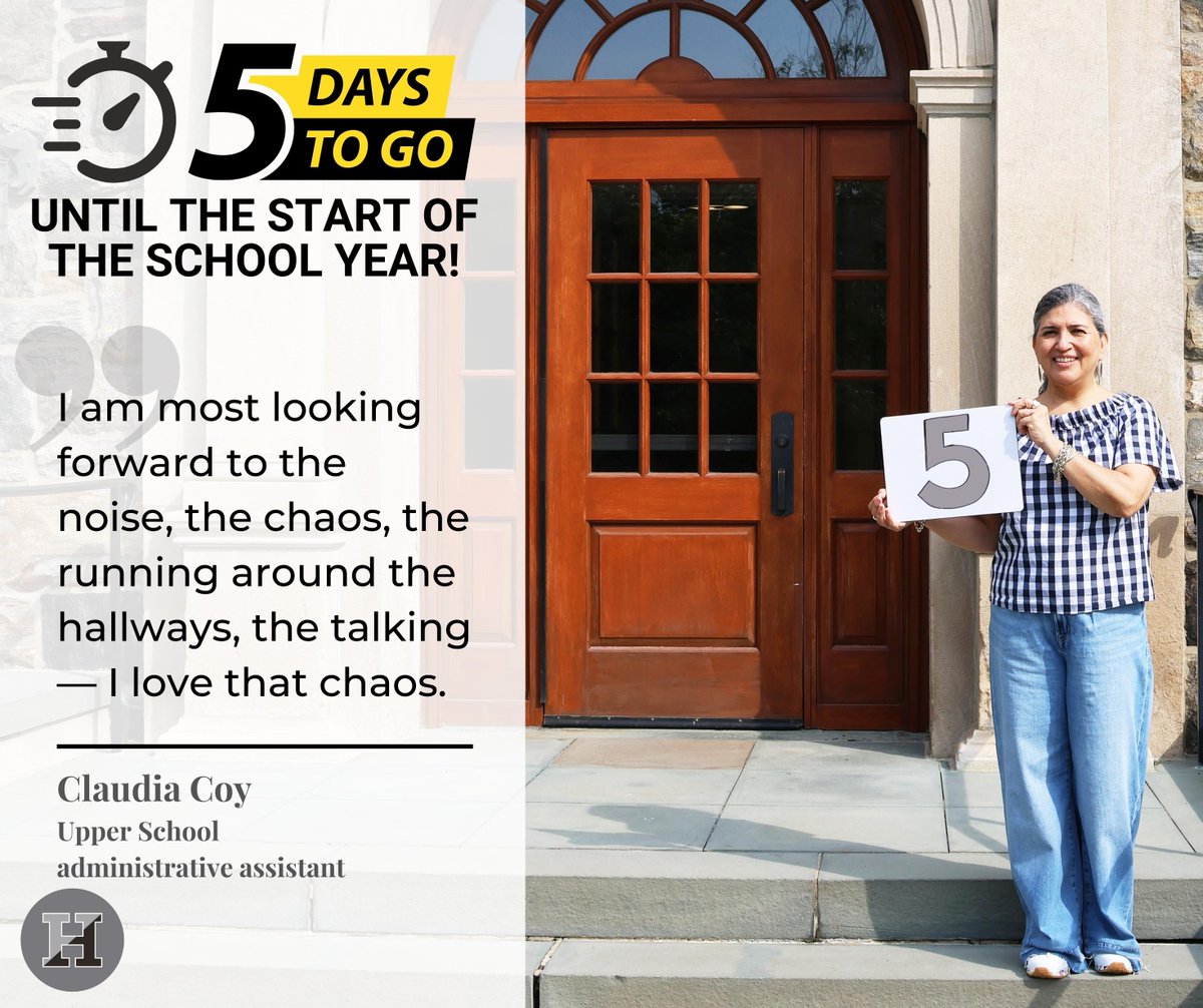 HackleySchool's tweet photo. Can you believe there are only 5๏ธโฃ more days until the start of the school year?!
This is what Upper School administrative assistant Claudia Coy is most looking forward to this school year.
#HackleyCountdown #HackeySchool #HackleyHilltop #WeAreHackley #BackToSchool https://t.co/Zpcg48cOrp