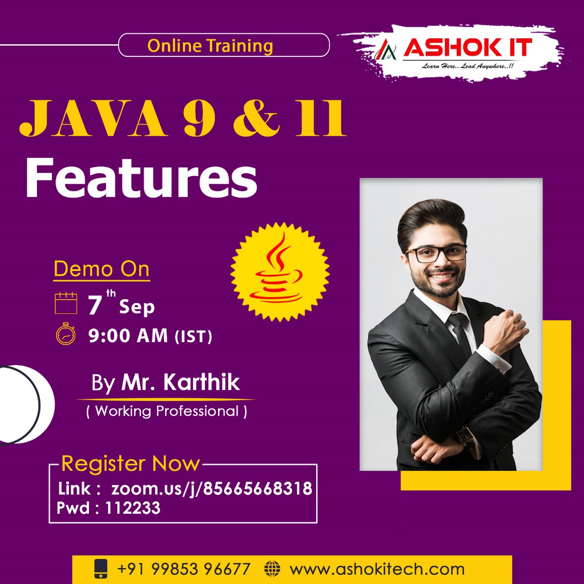 ashokitschool's tweet image. 🛑 Java New Features 🛑
✍️ Enroll Now : bit.ly/3noOByz
👉 Free Demo On 07th-Sep @9:00 AM IST
👉 Subscribe To Our Youtube Channel: bit.ly/41IHJdj
🌐 Visit : ashokitech.com
CALL NOW: +919985396677
#javafeatures #java #javafeaturescourse #coding