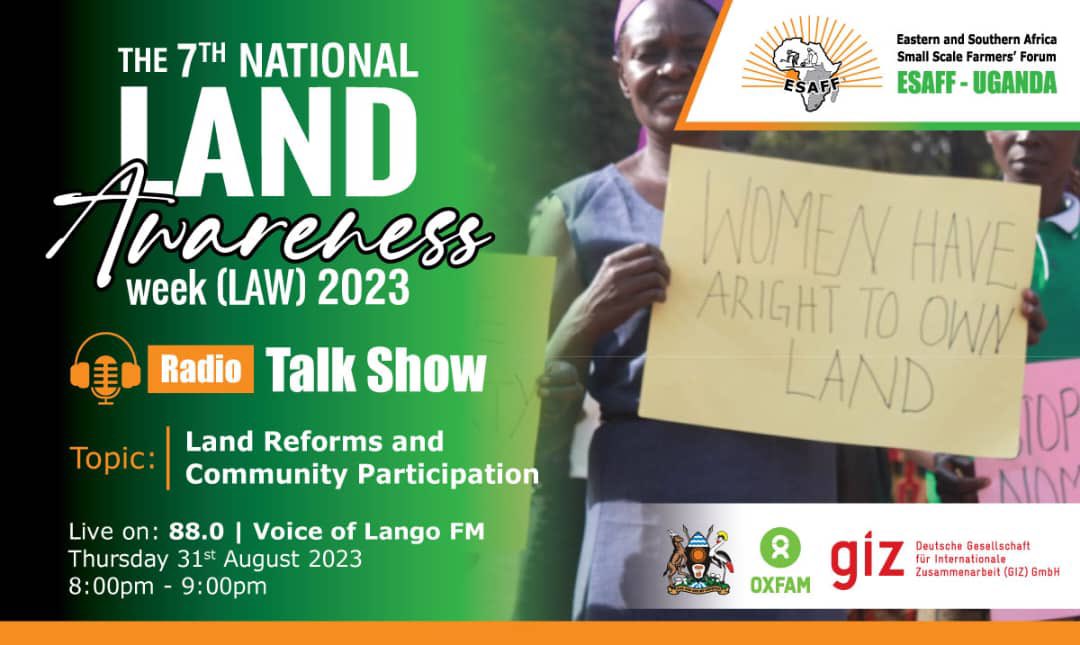 burton_dpoet's tweet photo. Tune in to @Voiceoflangofm tonight as a team of experts discusses issues on land reforms and community participation.
#LandAwarenessWeek23
@ministry_lands @giz_uganda @pelum_uganda @brot_fur @KcoaKhea @Stand4herlandUg https://t.co/BBRPtWaTLe