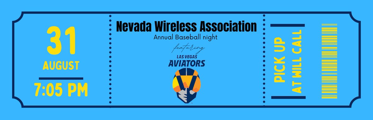 NevWireless's tweet photo. Have you purchased your #aviators tickets!? Pick them up at Will Call tonight! We can't wait to see you there!!!

#telecomprofessionals #nevadawireless #baseballnights #wirelesscommunications #telecom #networkingevent #networking https://t.co/WLPxeFKl53