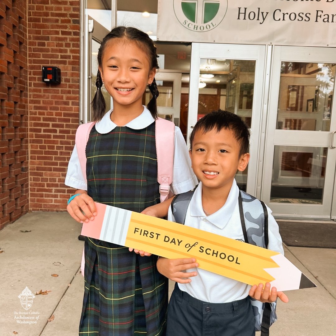 WashArchdiocese's tweet photo. We happily welcome all students and staff in our #ADWcommUNITY back to school! We pray that by advancing in our education, we may also advance in faith and communion with one another. Have a fantastic year! #ADWFirstDay @ADWCathSchools https://t.co/aguo2tKkPq