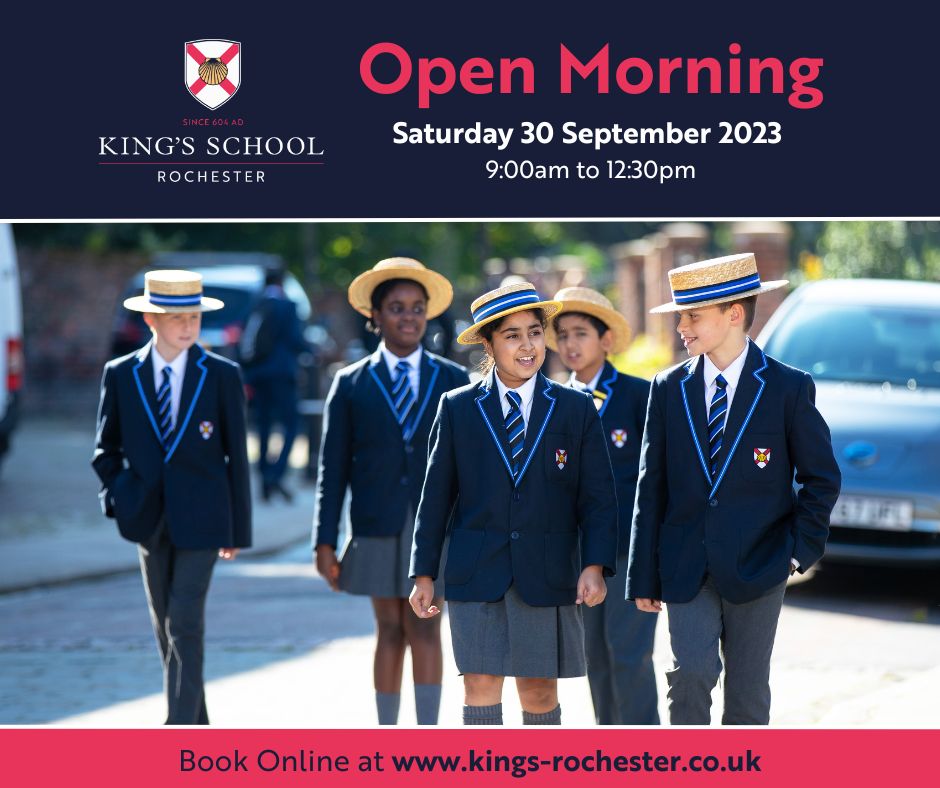Join us for our whole school open morning on Saturday 30 September. Book here: bit.ly/3P1rQdR
#kingsschoolrochester #education #schoolforlife #openmorning