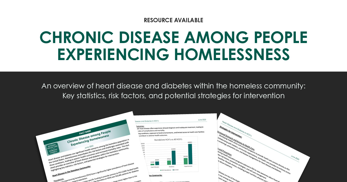 Heart disease & diabetes are major health concerns among the homeless population in the U.S. Our new fact sheet gives an overview of heart disease & diabetes within the homeless community & outlines potential strategies for intervention. Grab it here: nhchc.org/resource/heart…