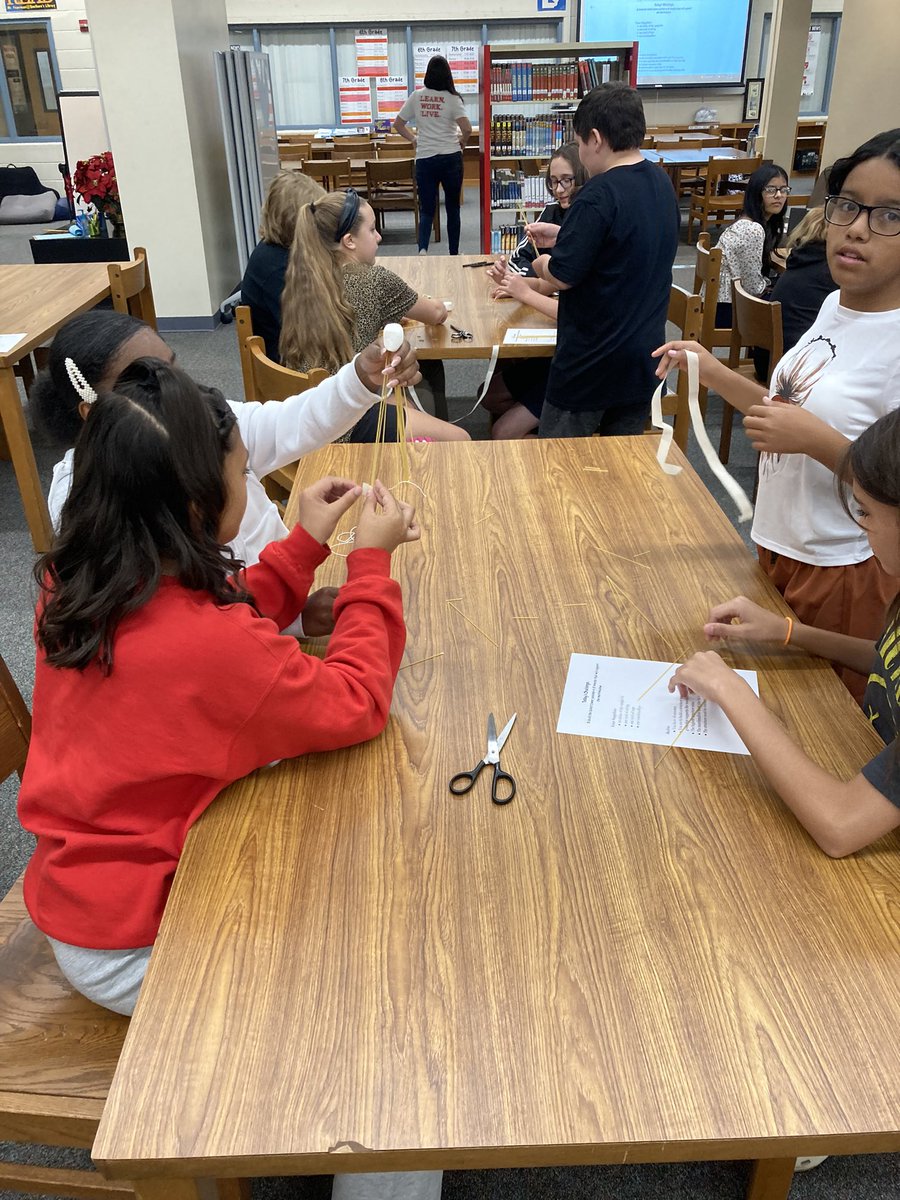 Ss in Mrs. Mason’s 7th grade class are using their engineering skills to build the tallest possible structure. Great conversations and lots of collaboration! #wilsonsd <a href="/stoudt_stacey/">Stacey Stoudt</a> <a href="/ChrisTrickett24/">Chris Trickett</a> <a href="/Gcucciuffo/">Gangi E. Cucciuffo Ed. D.</a> <a href="/lindseymason23/">Lindsey Mason</a>