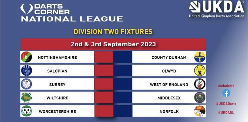 The new <a href="/UKDADarts/">United Kingdom Darts Association</a> County season 2023-2024 will get underway this weekend Sept 2-3rd. Good luck to our players.