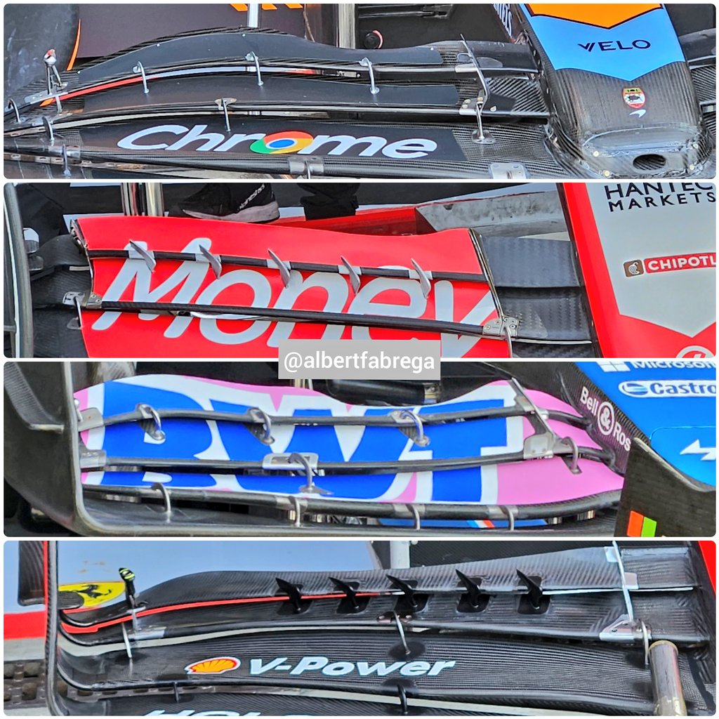 AlbertFabrega's tweet photo. Flaps de ala delantera recortados para baja carga. 

Low downforce dut top flaps for low downforce set-up https://t.co/bADUJM0aag