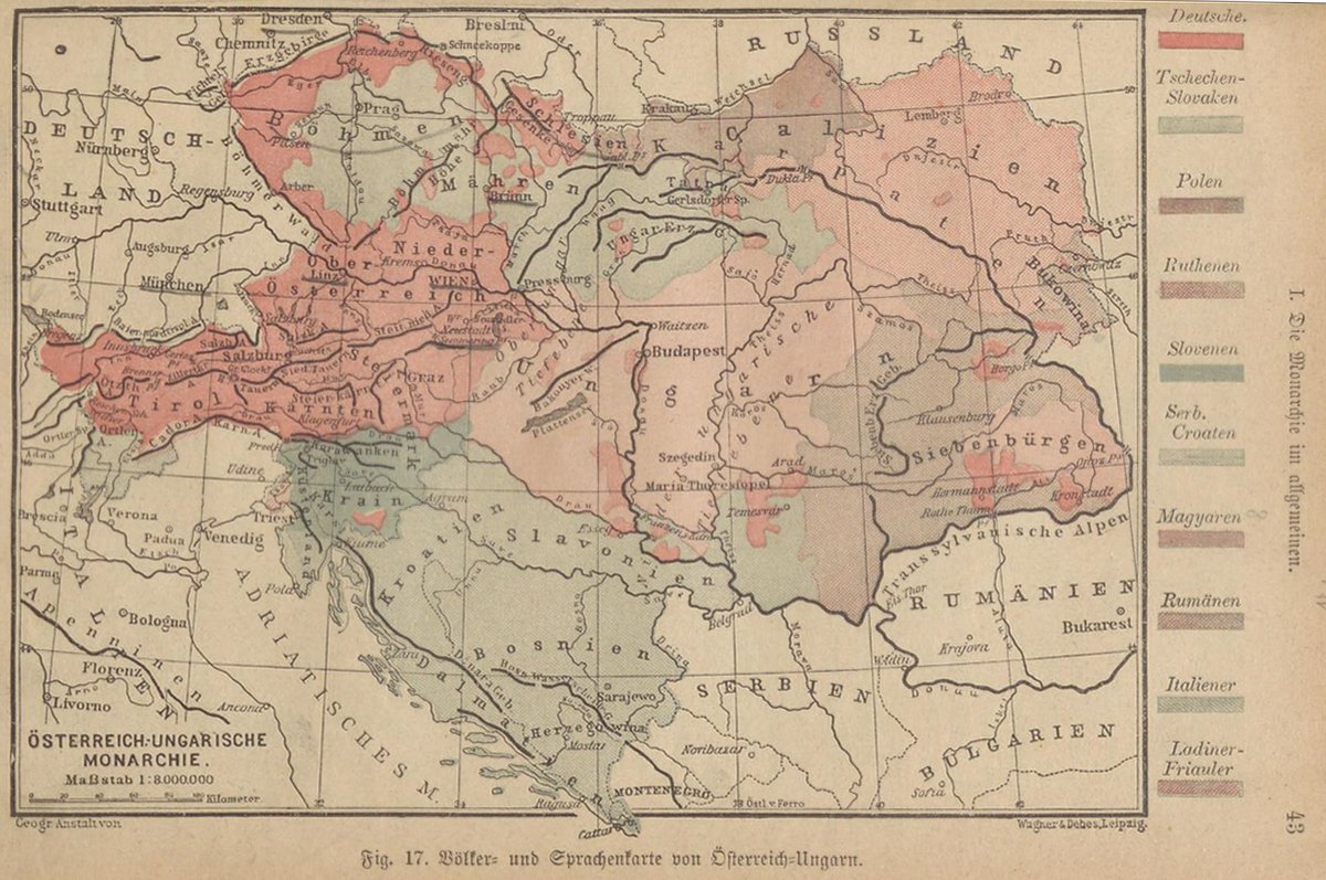 #History, #empire & #cartography: 'Völker- und Sprachenkarte von Österreich-Ungarn' (J. Rothaug, #Wien, 1894); #school #geography #textbook #CentralEurope #Mitteleuropa #ethnographic #map #Austria #Bohemia #Bukovina #Galicia #Hungary #Romania #Ukraine #Slovakia #Poland #Italy