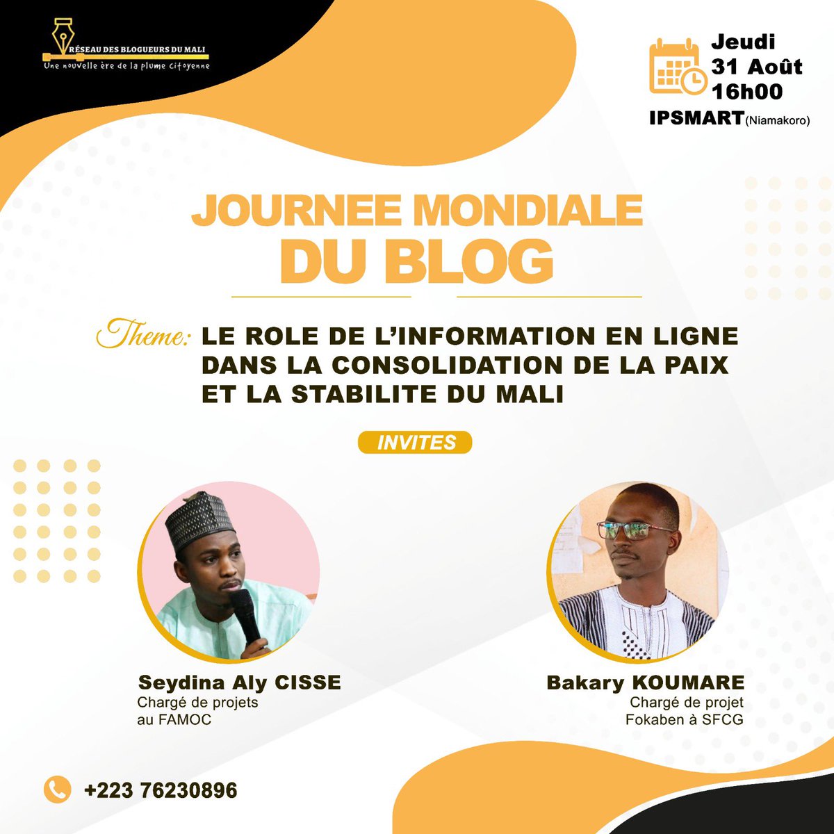 Mme_aminataa's tweet image. Venez célébrer le blog avec le @R_BlogueursMali  et parler de #Paix 
#blogday2023