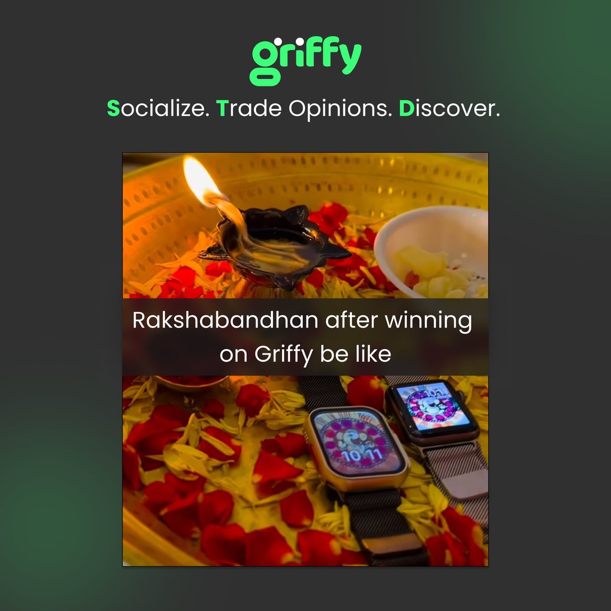 🎉 Celebrating Rakshabandhan in Style on Griffy! 🎊✨ Winning Moments, Memorable Bonds! 💖 Download the Griffy App now and make your Rakshabandhan even more special! 🌟🌈 #RakshabandhanJoy #GriffyWinners  #VoiceOnBlockchain #blockchains #Griffy #opiniontrading #crypto #airdrop