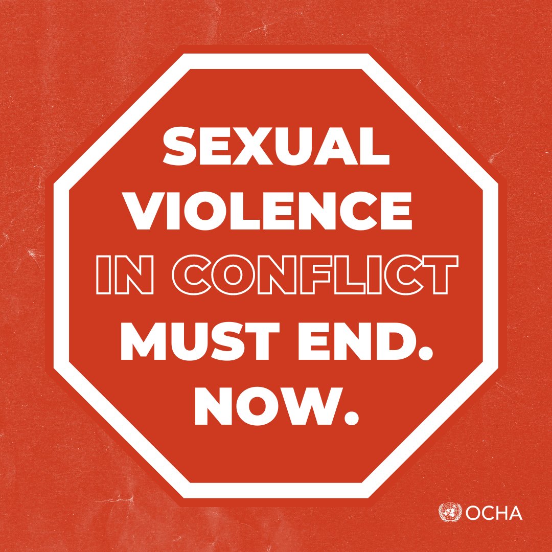 UNOCHA's tweet image. Gender-based violence is utterly rampant in DR Congo, Sudan, Haiti and many more places affected by conflicts.

Humanitarians continue to provide medical services for survivors. But this is not the solution. Sexual violence must end.

Period.