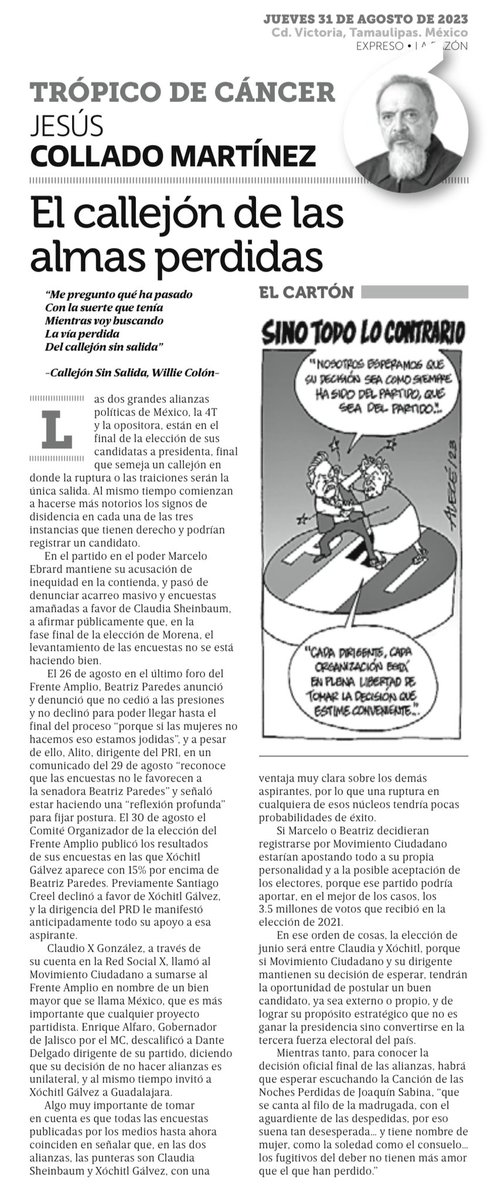 Chuchocm's tweet photo. Expreso Press/Tamaulipas
31 de agosto de 2023
EL CALLEJÓN DE LAS ALMAS PERDIDAS https://t.co/KcQAFTGpzY