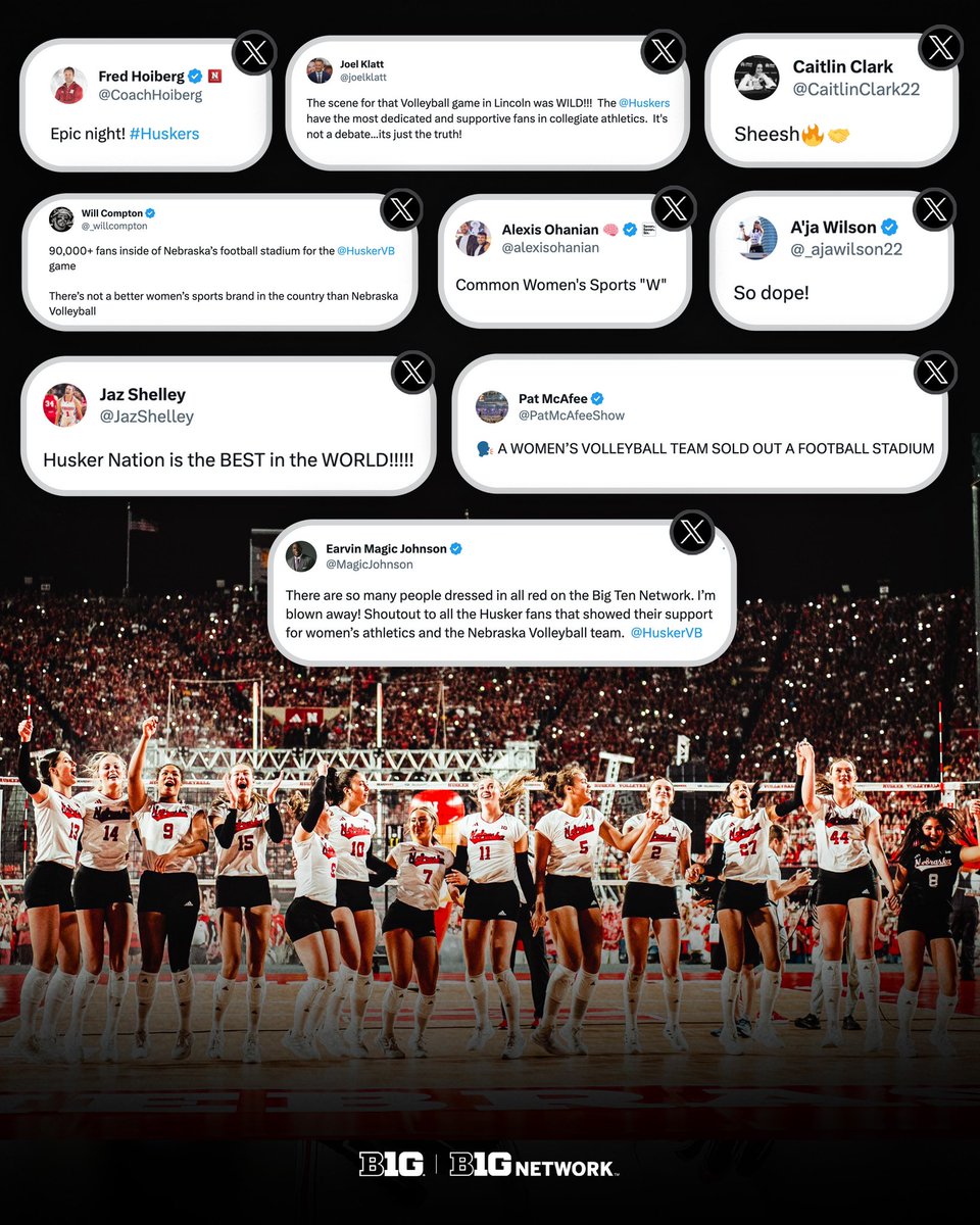 B1GVolleyball's tweet photo. Last night was B1G. 🤩

#VBdayinNE https://t.co/6DF8489M8s