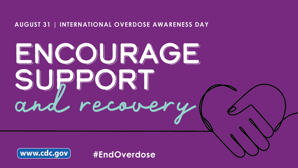 Today is International Overdose Awareness Day, a day to remember those lost to #overdose, acknowledge the grief of loved ones left behind, and work to #EndOverdose injury &amp; death.

Learn more about overdose’s impact: cdc.gov/rxawareness/in…

#IOAD2023