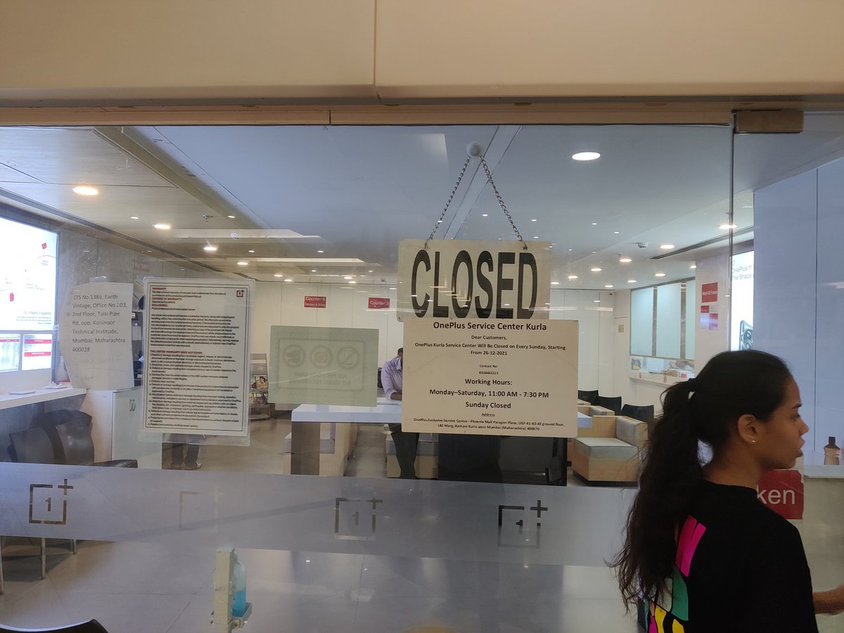 nonewhandle's tweet photo. @OnePlus_IN Pathetic Customer service. Your service center at Pheonix Kurla chooses not to accept customers at the service centre before the closing time citing server issues. You close half day on festivities without any notice. Rude staff at the service center https://t.co/DpsVVSR1Mk