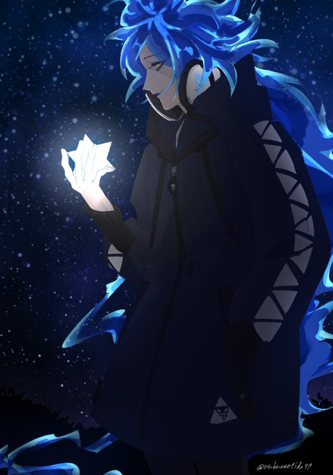 「blue hair night sky」 illustration images(Latest)｜4pages